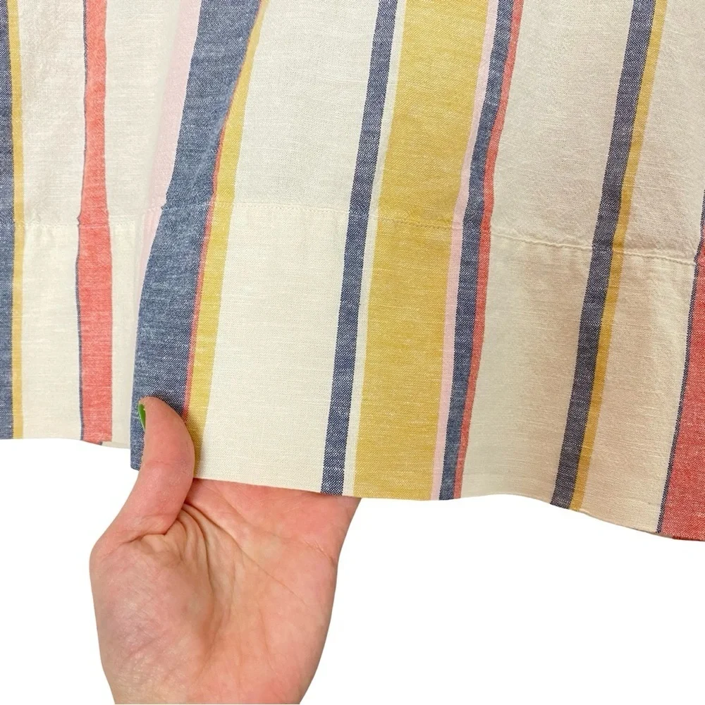 United By Blue Striped Top Blouse Womens Size XS Oversized Linen Cropped Cream - Picture 5 of 8